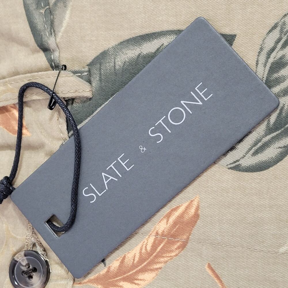 NWT Slate and Stone Khaki Leaf 7" Cotton Ross Short Men's Size 34 - Picture 6 of 12